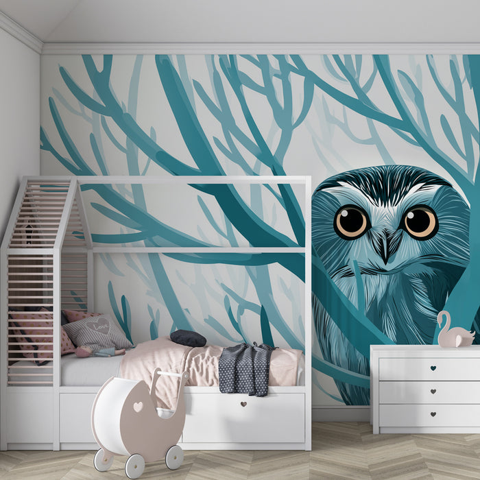 Papier peint chambre enfant | Hibou mystérieux dans les branches