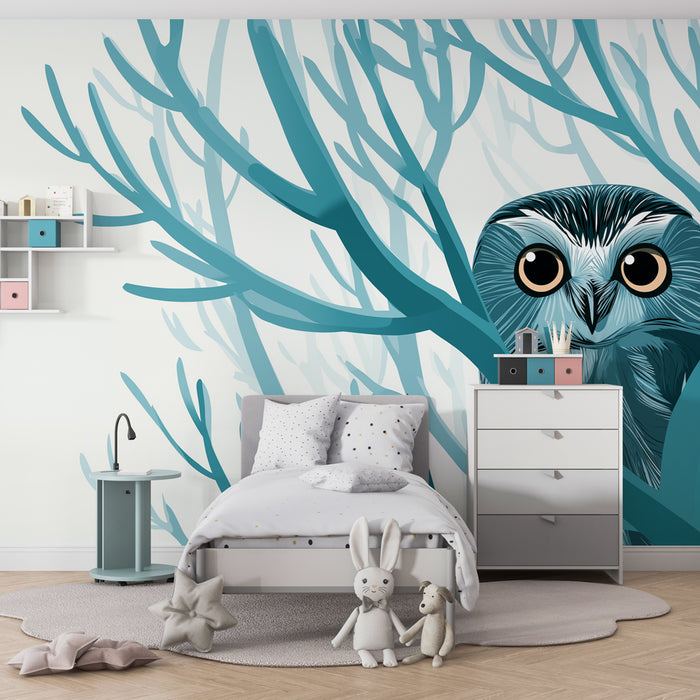 Papier peint chambre enfant | Hibou mystérieux dans les branches