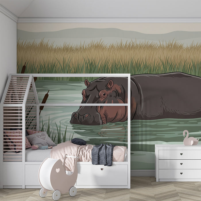 Her er den oversatte teksten, tilpasset for et norsk e-handelsmarked:

**Barneromstapet | Fredfull flodhest i sitt naturlige habitat**