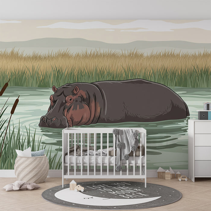 Her er den oversatte teksten, tilpasset for et norsk e-handelsmarked:

**Barneromstapet | Fredfull flodhest i sitt naturlige habitat**