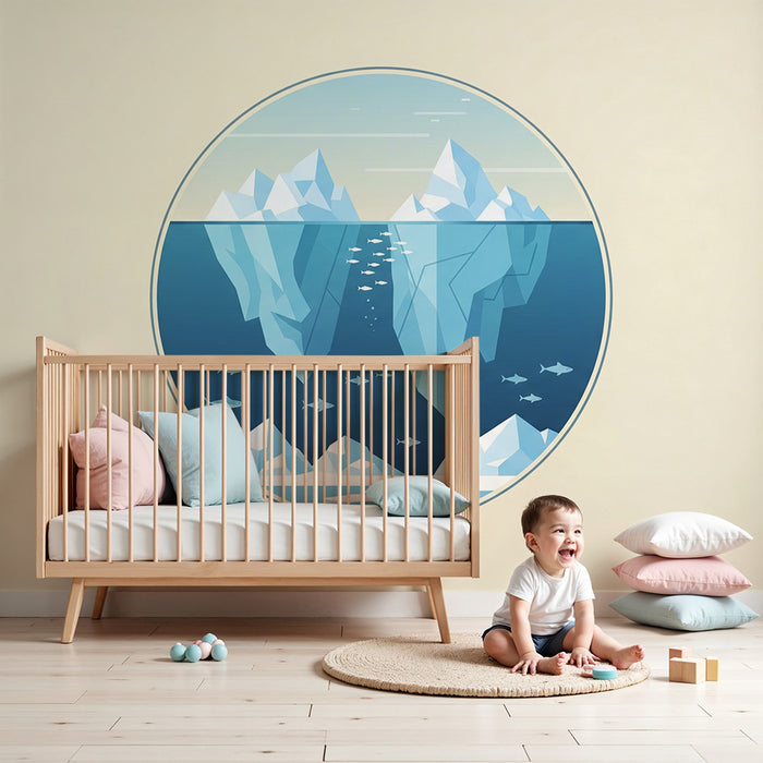 Gyermekszoba tapéta | Jéghegyek és víz alatti halak nyugtató díszítésben