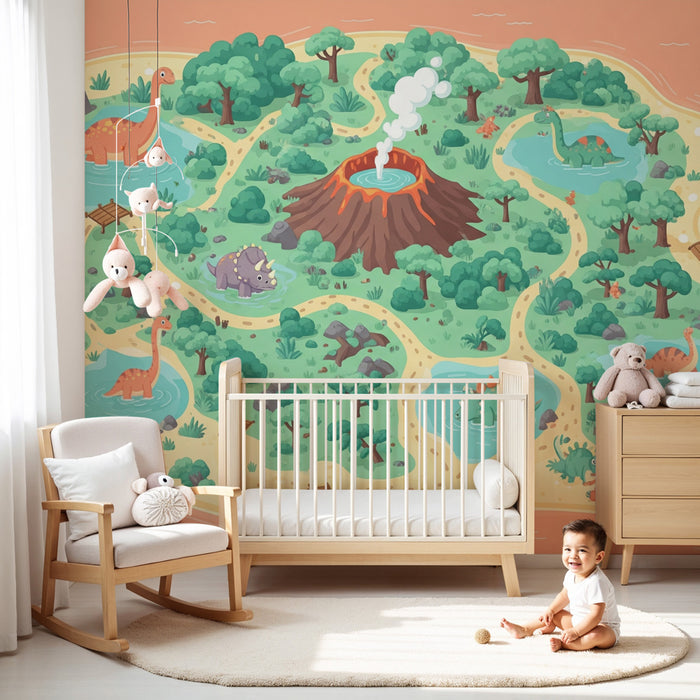 Kinderkamer behang | Dinosauruseiland avonturen