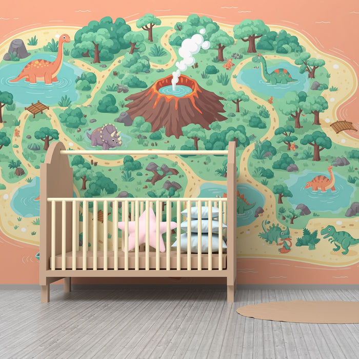 Kinderkamer behang | Dinosauruseiland avonturen