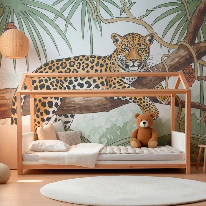 Kids room wallpaper | Jaguar v bujnem džungelskem okolju