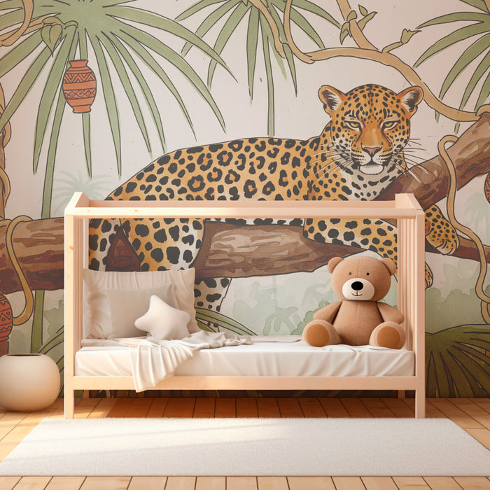Kids room wallpaper | Jaguar v bujnem džungelskem okolju