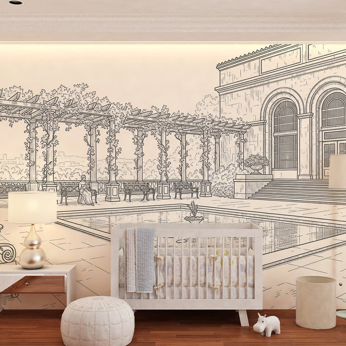 Magistooli lastetoaed | Elegantne aed pergola ja rahuliku tiigiga