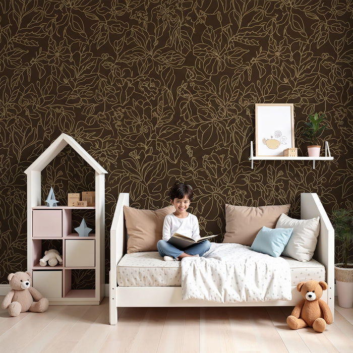 Papier peint chambre enfant | Jardin secret aux contours délicats