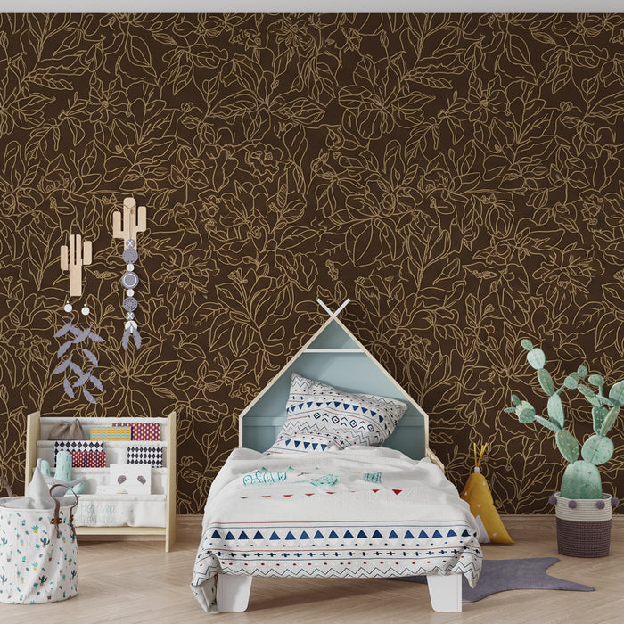 Papier peint chambre enfant | Jardin secret aux contours délicats