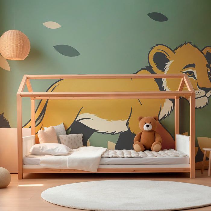 Kids room wallpaper | Mladi lev v savani