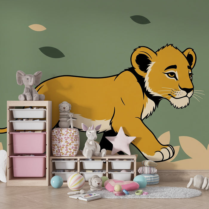 Kids room wallpaper | Mladi lev v savani