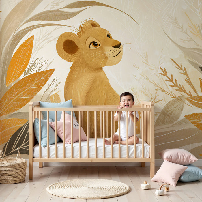 Kinderzimmer Tapete | Junglöwe in der Savanne