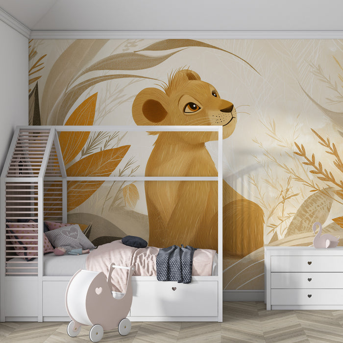 Kinderzimmer Tapete | Junglöwe in der Savanne