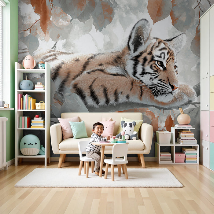 Kinderzimmer Tapete | Junger Tiger im Dschungel