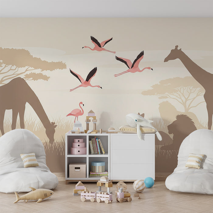 Papel de parede criança | Lindo safari africano com animais majestosos