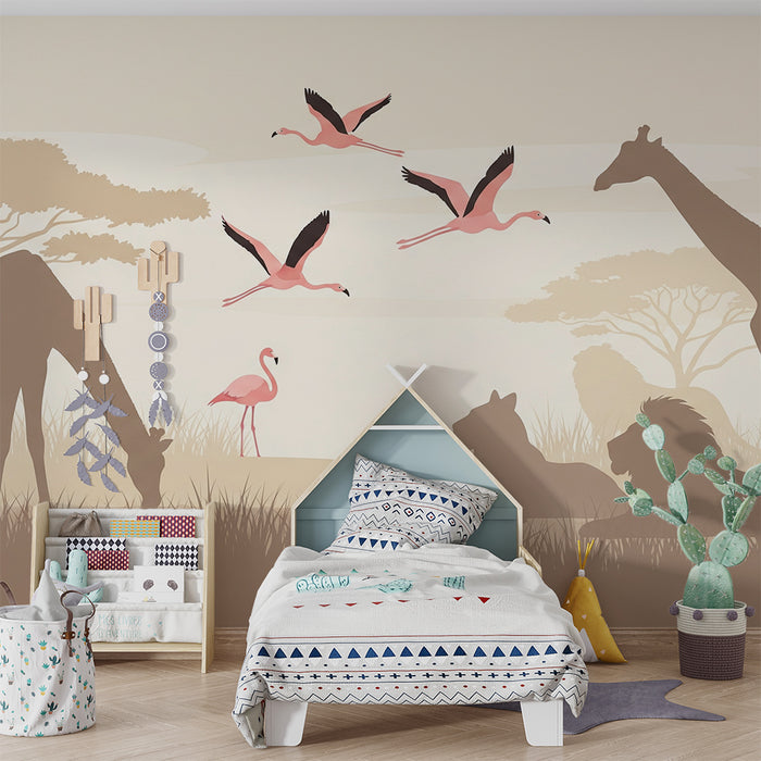 Papel de parede criança | Lindo safari africano com animais majestosos