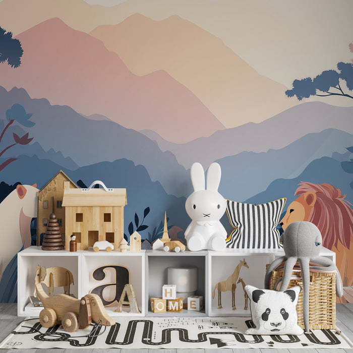 Papier peint chambre enfant | Jungle sauvage et animaux majestueux