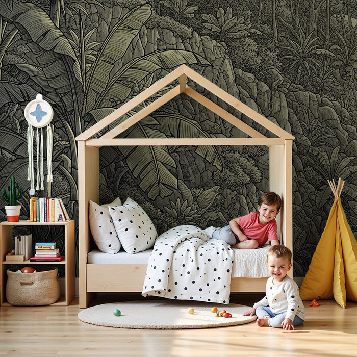Papel de parede criança | Selva tropical com folhagem luxuriante