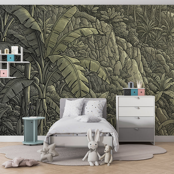 Papel de parede criança | Selva tropical com folhagem luxuriante