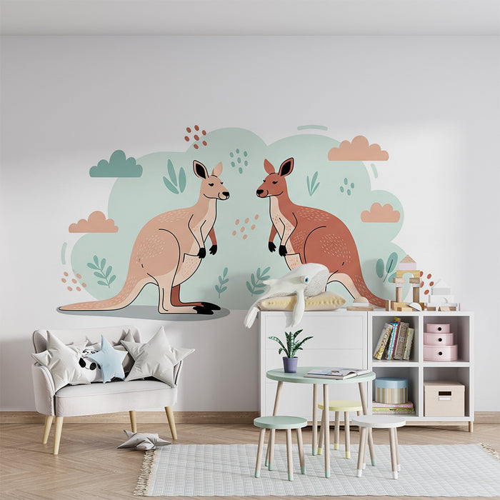 Kids room wallpaper | Lõbusad kängurud looduses