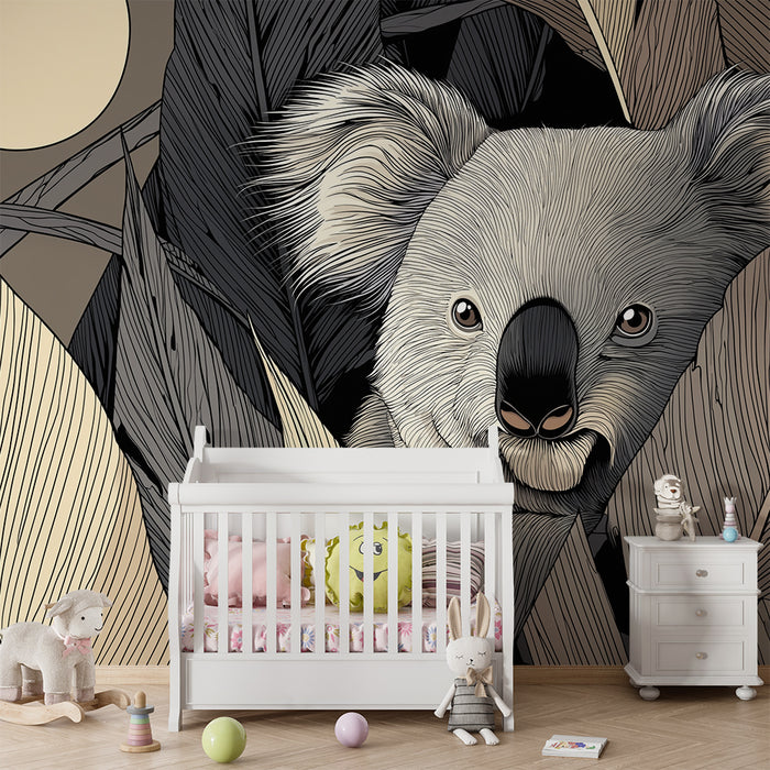 Barntapet | Koala i månsken bland tropiska blad
