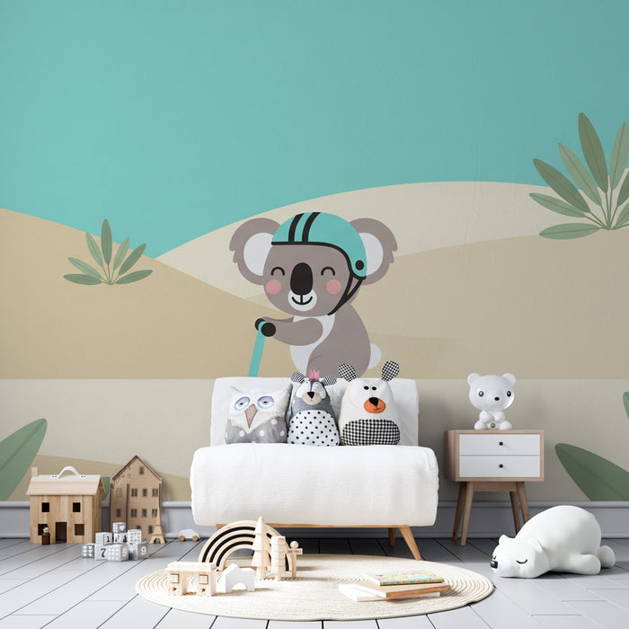 Dětská tapeta | Dynamický koala na koloběžce