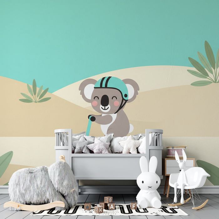 Dětská tapeta | Dynamický koala na koloběžce