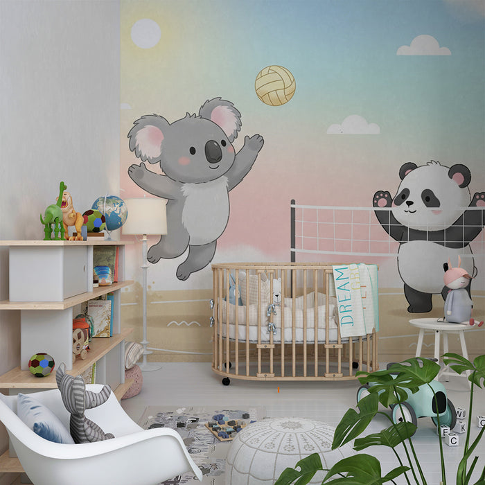 Barntapet | Koala och panda spelar volleyboll