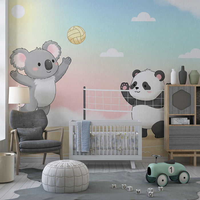 Barntapet | Koala och panda spelar volleyboll