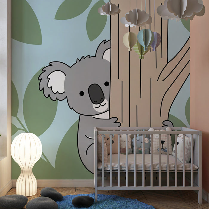 Papier de parede para crianças | Koala jogando na natureza