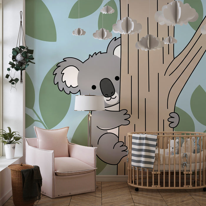 Papier de parede para crianças | Koala jogando na natureza