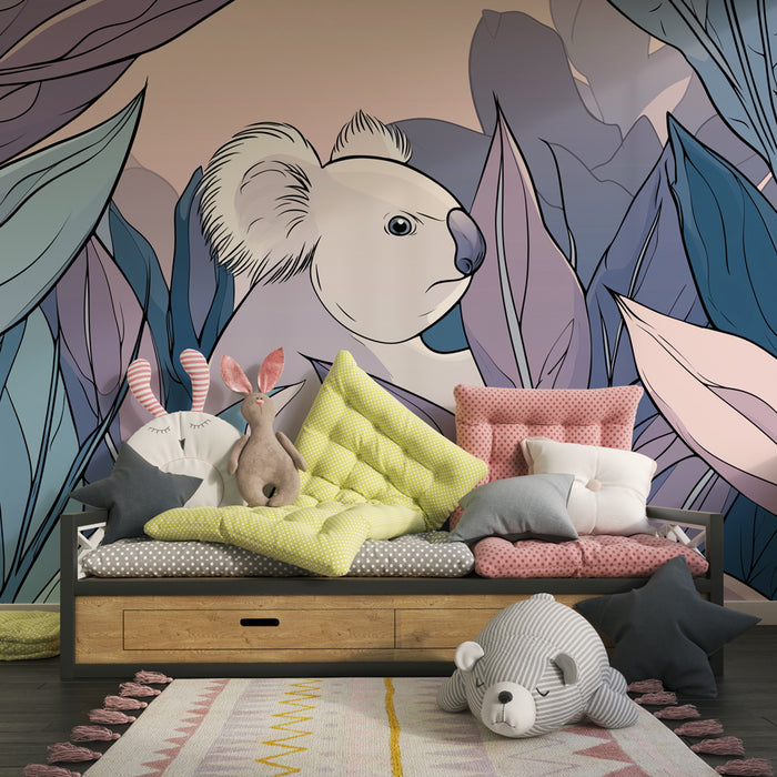 Tapety dla dzieci | Spokojny koala pośród roślinności
