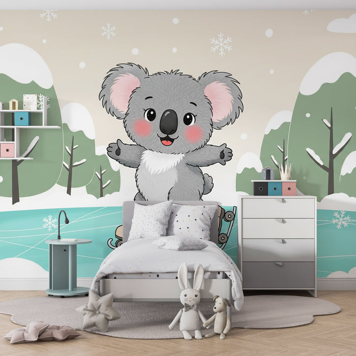 Dětská tapeta | Koala bruslící na ledu