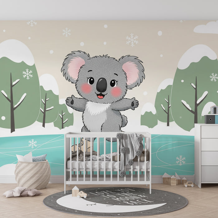 Dětská tapeta | Koala bruslící na ledu