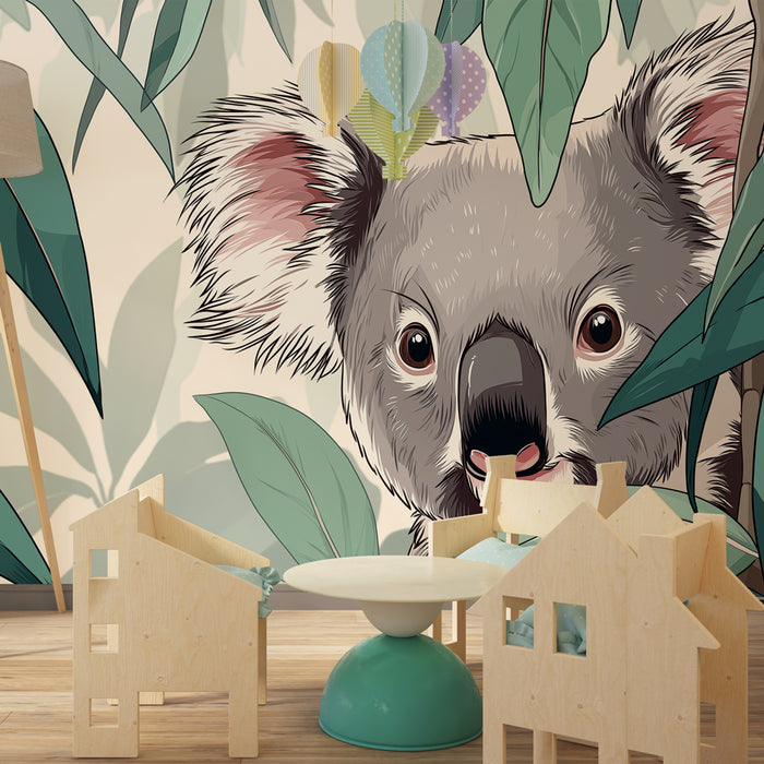 Papel de parede criança | Koala teimoso na vegetação