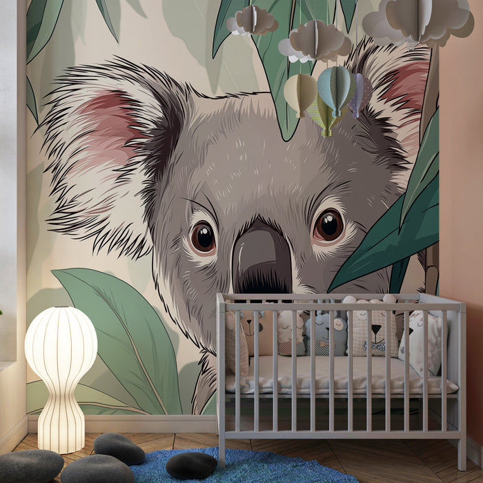 Papel de parede criança | Koala teimoso na vegetação