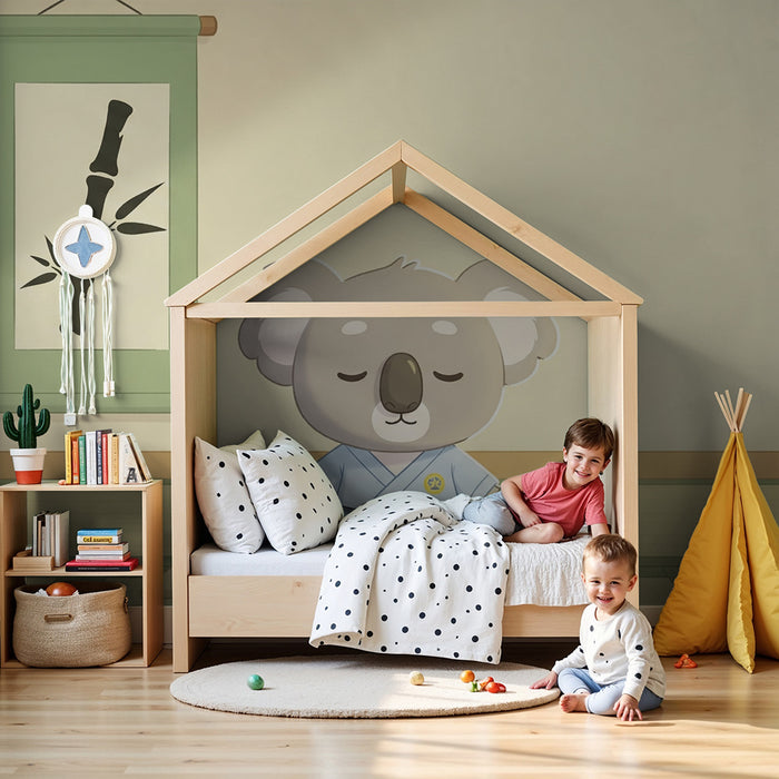 Papier peint chambre enfant | Koala zen dans un dojo