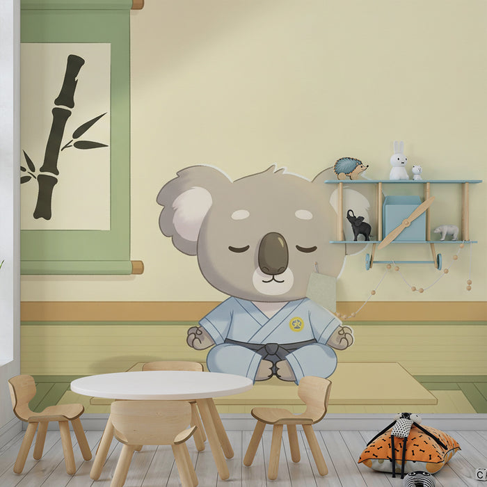 Papier peint chambre enfant | Koala zen dans un dojo