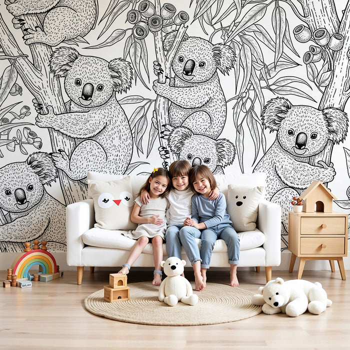 Barntapet | Busiga koalor i en eukalyptusskog