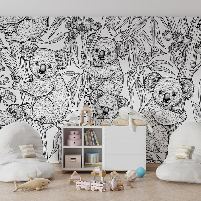 Barntapet | Busiga koalor i en eukalyptusskog