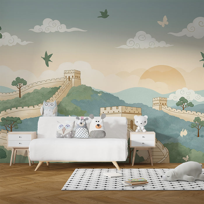 Children's bedroom wallpaper | The Great Wall and enchanting landscapes