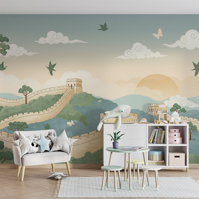 Children's bedroom wallpaper | The Great Wall and enchanting landscapes