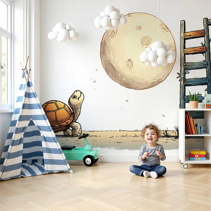 Papel pintado infantil | La tortuga y la luna