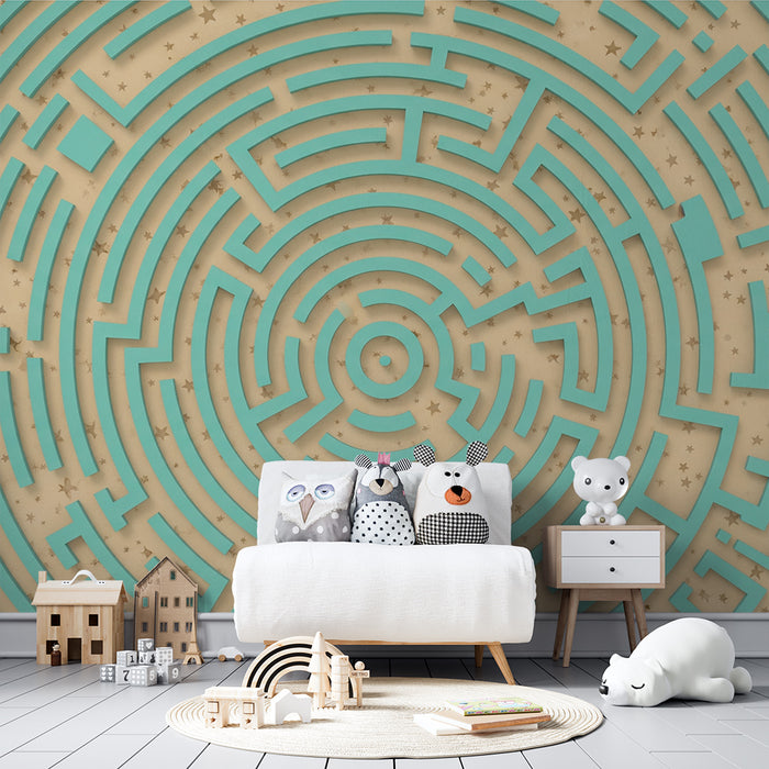Papel de parede criança | Labirint ludic pe fundal cu stele