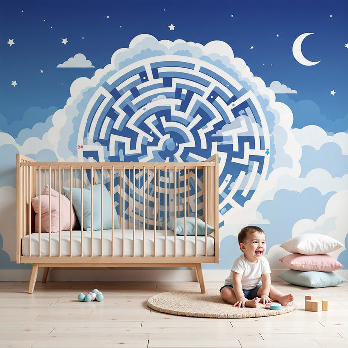 Carta da parati bambini | Labirinto magico tra le nuvole