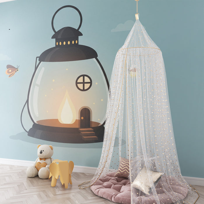 Children's Room Wallpaper | Magical Lantern with Fireflies and Butterflies