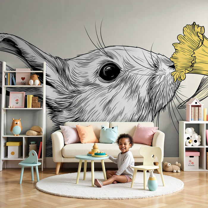 Barntapet | Nyfiken kanin och lysande påsklilja