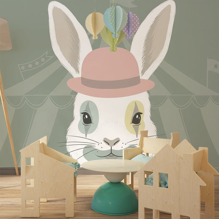 Kinderkamer behang | Grappige circus konijn