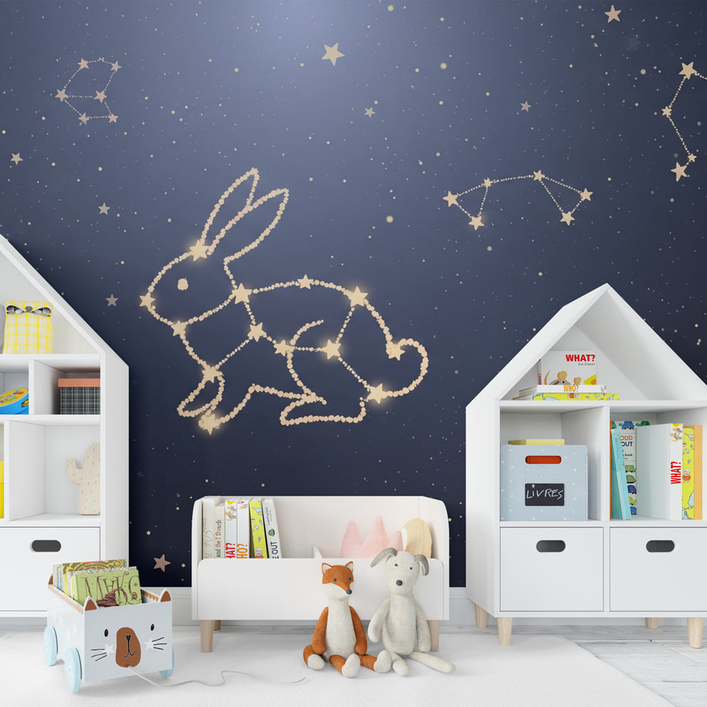 Kids room wallpaper | Constellation rabbit in a starry sky — Kids Wall