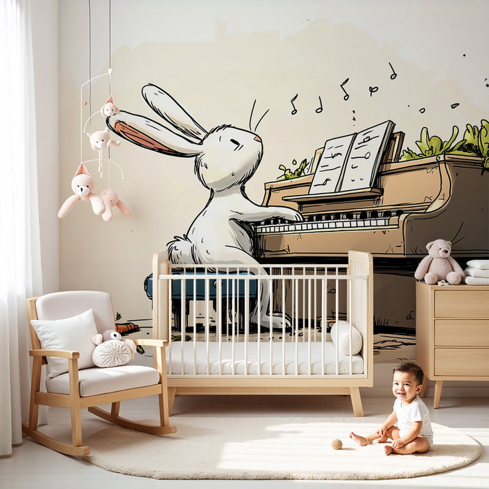 Barntapet | Musikerkanin vid pianot med morötter