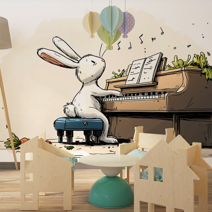 Barntapet | Musikerkanin vid pianot med morötter